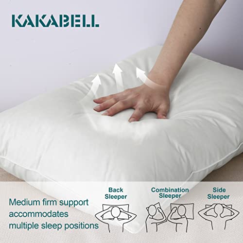 KAKABELL Goose Feathers Down Pillow for Sleeping Queen Size Bed Pillows for 2 Pack,White Pillows-Medium Firm and Support Down Pillow for Back,Stomach or Side Sleepers(Queen 2 Pack 28\"x20\") - Thumbnail 5