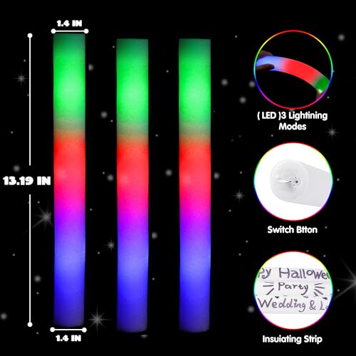 JOYIN 24 PCS LED Light Up Foam Sticks, Glow Sticks Party Favors Bulk with 3 Modes Color Flashing Glow Party Supplies for Halloween, Spooky Celebrations, Wedding, Camping, Birthday, Raves, Carnival - Image 4