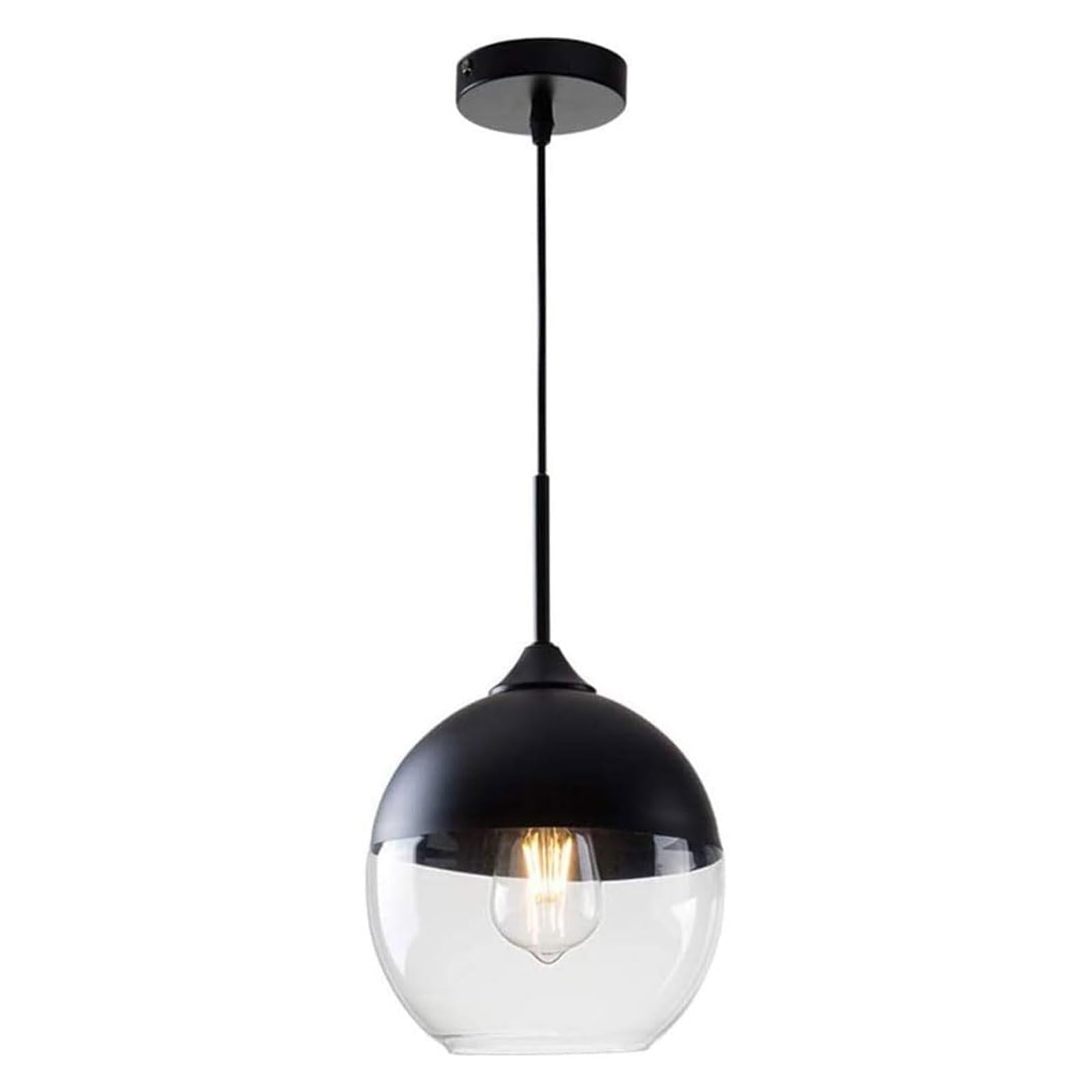 LYMSXAZOU Chandelier Vintage Glass Pendant Light Retro Lighting Industrial Hanging Lamp Chrome Base E27 for Kitchen Dining Room Loft Bedroom Cafe Bar Restaurant (Size : 1PCS)