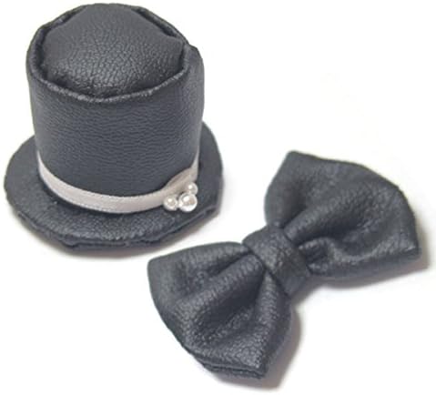 Amazon 手作りキット サイズオーダー ぬいぐるみ用 蝶ネクタイ シルクハット レザー調ブラック ウェルカムドール イニシャルオブジェ 手芸キット 通販