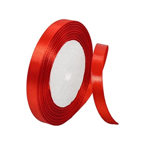 10mm Red Ribbon for Crafting,22M Red Polyester Double Sided Satin Ribbon for Gift Wrapping Balloon Ribbon,Fabric Thick Ribbon for Xmas Valentine Bouquets Hair Bows Cake Wedding Decor Cover