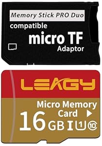 PSP-Speicherstick-Adapter mit microSD-Karte, microSD/SDHC/SDXC zu Memory Stick PRO Duo MagicGate Karte, kompatibel mit Kamera, Handycam, Mobiltelefon & PSP 1000/2000/3000 (Adapter+16GB)