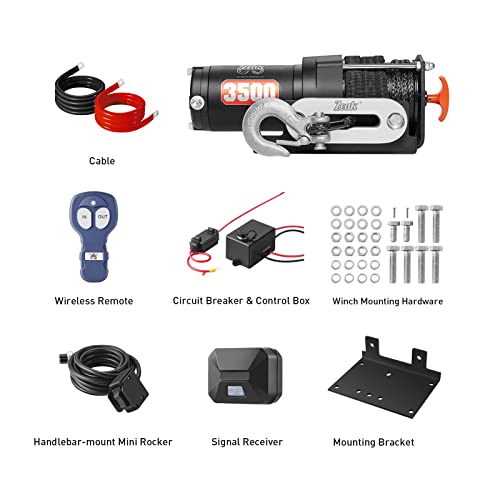 ZEAK 3500 lb. Advanced 12V DC Electric Winch, Off Road Waterproof, Synthetic Rope, Mount, for Sports car, ATV - Image 7