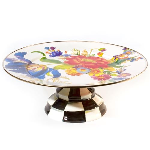 Image of MACKENZIE-CHILDS Pedestal Platter, Large, White Flower Market