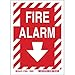 Brady 73662 GID Polyester "FIRE Alarm" Sign, 7" H x 5" W, White on Red