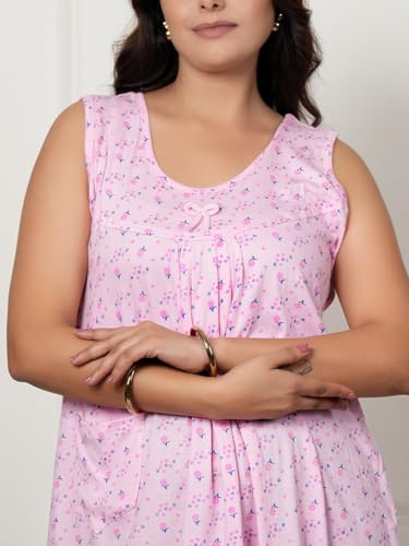 Image of Onekbhalo Women Cotton Night Dress Printed Culf Length Night Gown Short Nighty