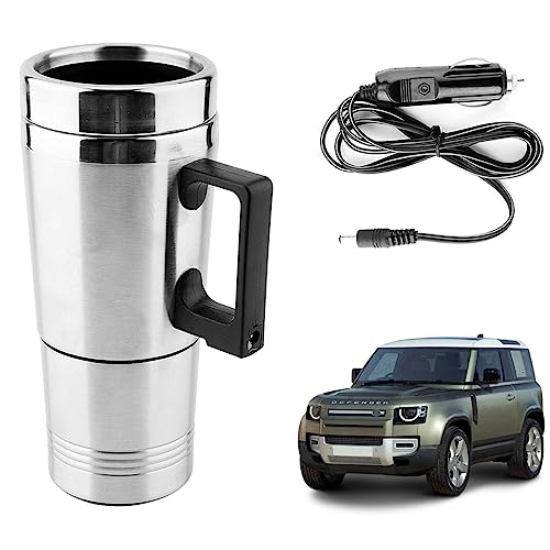 Image of Oshotto 12V Stainless Steel Car Heating Kettle /Mug, Travel Friendly electric Tea /Coffee maker Compatible with Land Rover Defender (300ml) - Silver