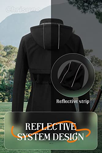 Chrisuno Women's Lightweight Long Softshell Fleece Lined Jacket Anorak Raincoat With Removable Hood3