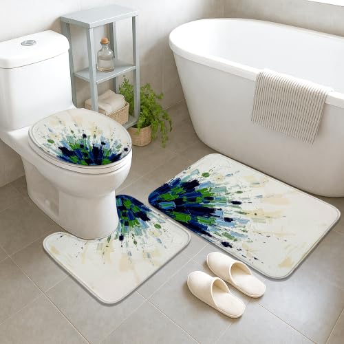 Rideau de douche abstrait floral avec tapis de bain en polyester imperméable moderne - 6