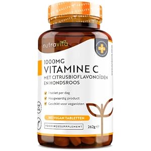 Vitamine C 1000 mg met Bioflavonoïden en Rozenbottel – 180 Vegan Tabletten – 6 Maanden Voorraad – Instandhouding van een…