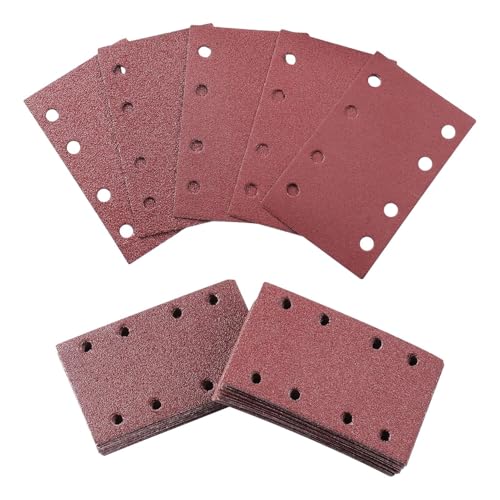 Discos de Lijado, 120 Unidades Lija Rectangular para Lijadora Orbital, Recambios Antiatascos Para Pintura Metal Madera Carpinteros Muebles