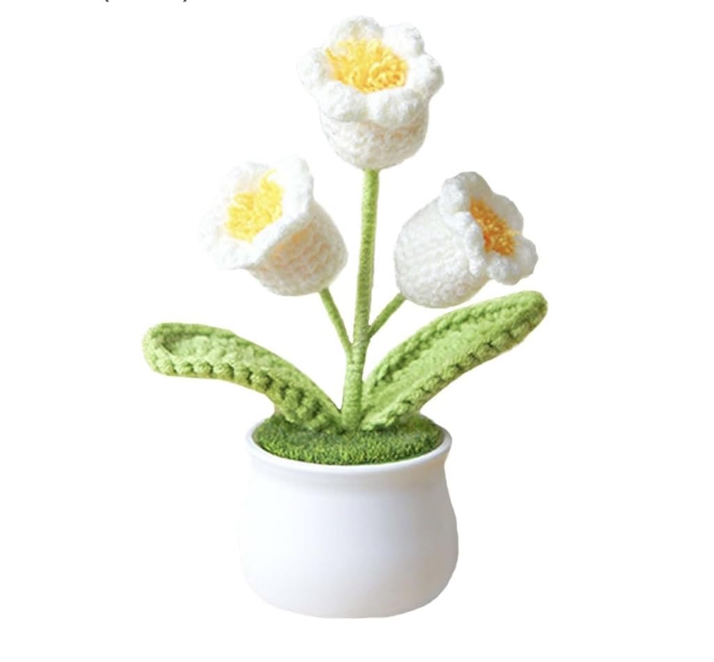 Handmade Crochet Orched Bell Flower Pot – Unique and Cute car Crochet Centre Console ome Décor & Gift for Any Occasion for Car Dash Decoration, Table Decoration, Home Decoration Pack-1-image-37