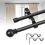 Verstellbare Doppel-Vorhangstange 78-243cm, schwarze metallene Vorhangstange mit Montagezubehör, kompatibel mit Ösen-/Taschen-/Rückzugsvorhängen für Schlafzimmer/Wohnzimmer/Küche