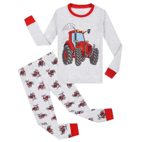 Garsumiss Pijamas para Niño Dos Piezas Pijama de Dinosaurio Manga Larga Invierno Pijama 2-9 Años,Patrón 5,4 Años