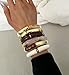 iF YOU 6pcs Chunky Acrylic Bangle Bracelets for Women, Resin Bamboo Brown Stretchy Bracelet Stack, Fashion Jewelry for Women (6 Clear white brown bracelets)