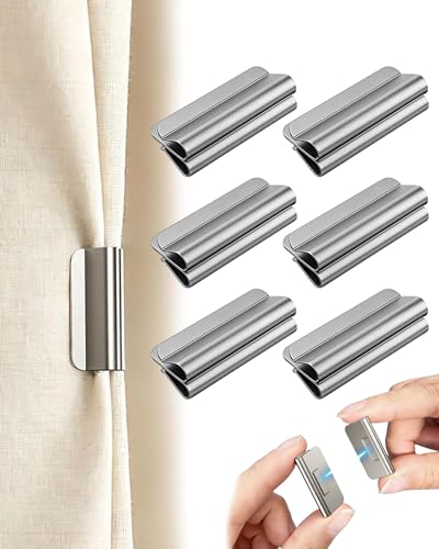 Magnetic Curtain Clips – 6-Pair Curtain Magnets Closure Set for Light-Blocking, Minimalist Curtain Clips – Suitable for Indoor & Outdoor Curtains