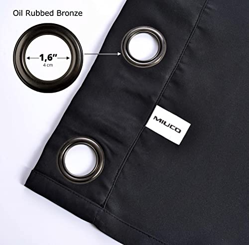 Miuco Room Darkening Grommet Thermal Insulated Blackout Window Curtains Panels For Gilrs Room Window 1 Pair 52X63 Inch Black, Bonus 2 Tie Backs Included #TOP6