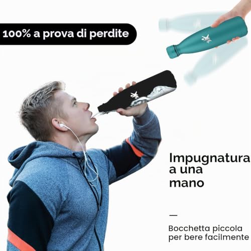 KollyKolla Borraccia Termica 750ml, Borracce Termiche, Borraccia in Acciaio Inox, Riutilizzabile, Termos senza BPA, Bottiglia Termica Metallo per Sportiva, Scuola, Palestra, Viaggi - Verde Scuro - Immagine 3