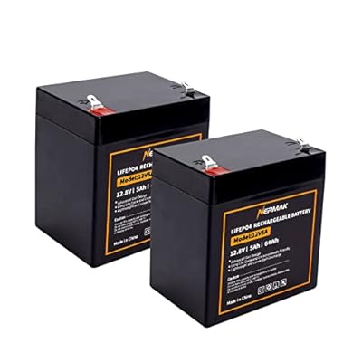 NERMAK 12V 5Ah LiFePO4 Deep Cycle Battery 2 Pack, 2000+ Cycles Lithium Iron Phosphate Rechargeable Battery for Solar Power,Lighting, Power Wheels, Fish Finder and More, Built-in 6A BMS