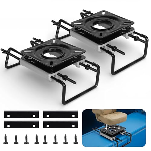 Image of Veppak- 2 Pack Clamp-On Boat Seat Swivel Base Mount, 360-Degree Rotation Boat Seat Pedestals and Bases , Adjustable 7.5-18 Inch, Fits Jon Boat Kayak Canoe Marine Seats