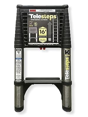 Telesteps 1600EKP Telescoping Ladder, Non-Conductive, Kevlar, Patented One-Touch Release, OSHA Compliant 12.5 ft Extended Height, Up to 16 ft Reach Extension Ladder.