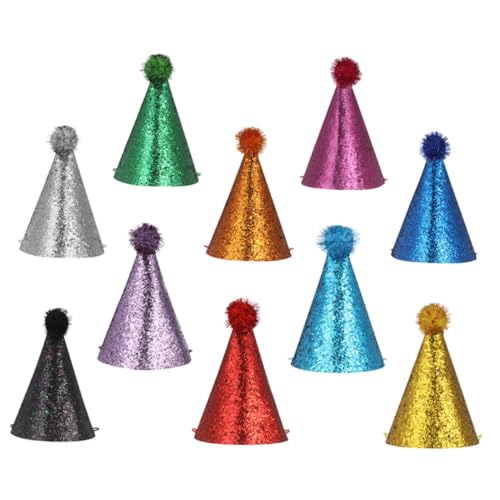 Toyvian 10pezzi Cappelli Cono Per Feste Di Compleanno Per Ragazzo Cappelli Riutilizzabili Per Feste Di Shower Di Scintillanti Per Compleanni