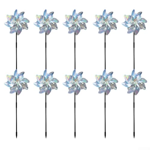 10 mulini a vento riflettenti per uso esterno, progettati per scoraggiare gli uccelli e migliorare Per giardini, cortili e fattorie con lame lucide e mobili in PVC