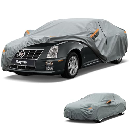 Image of Kayme Heavy Duty Car Cover Custom Fit Cadillac STS(2004-2012), Waterproof All Weather for Automobiles, Full Exterior Covers Sun Rain UV Protection.