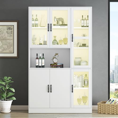 Vitrina blanca con puertas, estanterías de...