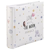 Hama Babyalbum \To The Moon\ (Baby-Einsteckalbum für 200 Fotos im Format 10x15cm, Fotoalbum für Mädchen und Jungen, Kinder-Album zum Einstecken, Fotobuch mit Baby-Motiv) weiß/pastell