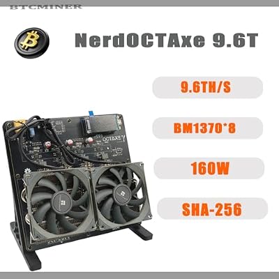 New NerdOctaxe 9.6TH/s Bitaxe Bitcoin Miner, 16J/Th High Efficiency, 160W Low Power, 8BM1370 ASIC Chips, 2.4G WiFi & Open-Source Crypto Machine for BTC/BCH Mining, Quiet Home & Office Miner