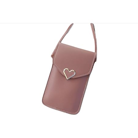 Amazon Co Jp Achat スマホ ポーチ 5 5インチ 対応 ショルダー出さずに操作 かわいい 軽量 紐 調節 ハート カード 収納 レディース Pink 家電 カメラ