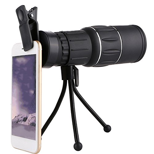 EI Monocular Telescopio 16X52 de Alta Potencia Ultra Claro Telescopio Doble Telescopio Al Aire Libre de Viaje,Negro,155X55MM