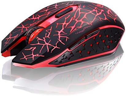 TENMOS K6 Wireless Gaming Mouse, Rechargeable Silent LED Optical Computer Mice with USB Receiver, 3 Adjustable DPI Level and 6 Buttons, Auto Sleeping Compatible Laptop/PC/Notebook (Red Light)