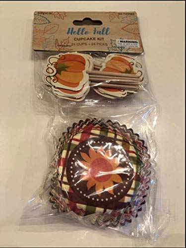 THANKSGIVING PUMPKINS HOLIDAY FALL CUPCAKE TOPPERS AND LINERS PARTY SUPPLIES