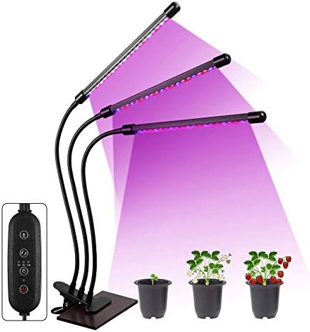 Aidyu Grow Light, 60 LED 8 Dimmable Levels Tri Head Plant Grow Lights for Indoor Plants with Full Spectrum Plant Bulbs, Adjustable Gooseneck, 3 9 12H Timer, 3 Lighting Modes for Indoor Plants
