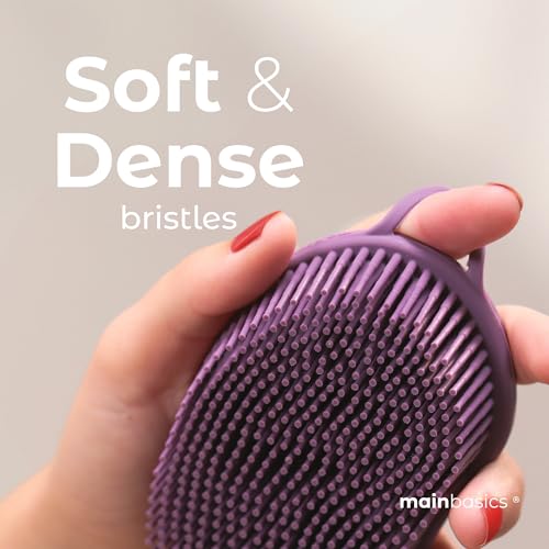 Image of MainBasics Exfoliating Silicone Body Scrubber Pro 2-in-1 Shower Scrubber for Body Care, Silicone Loofah and Massager (Purple, Body + Massage)