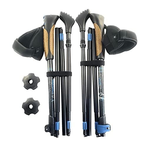 York Nordic Ultralight Folding Walking Poles - Travel Ready - with Rubber Feet, Baskets, and Bag (Nordic Grips - Under 5'3") Black - Thumbnail 2