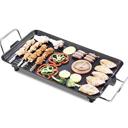 Tischgrill Elektrisch,1350W Bbq Grill Elektrogrill Temperaturregler Elektro Gartengrill Balkongrill 40 X 23 CM,Unglaublich Vielseitig Für Fleisch, Gemüse, Fisch und Bratgerichte – Bild 4