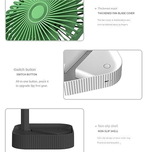 Ventilateur portable 3 vitesses rechargeable USB vert pliable