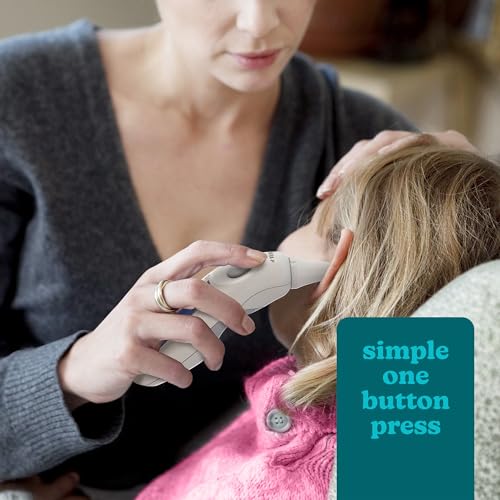 Foto von HoMedics TheraP digitales Infrarot Fieberthermometer - Ohr-Fieberthermometer mit großem Display, sofortige Temperaturmessung für Babys, Kinder, Erwachsene, mit Fieberalarm, 10 Speicherplätze