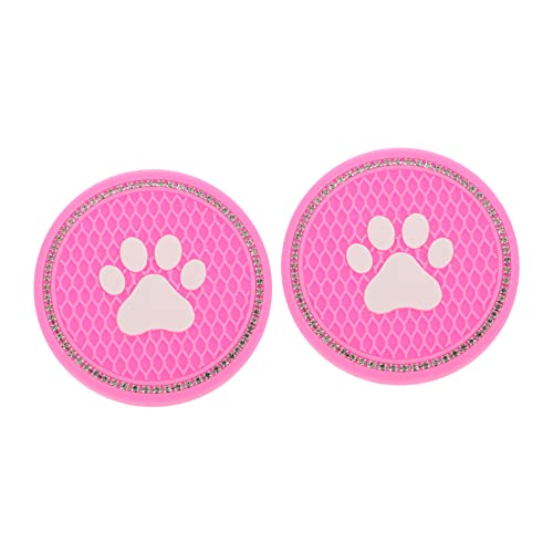 OUNONA 2pcs Cat Pattern Diamond Cup Pad for Auto Drink Holders Stylish Non- - Table Protectors for Vehicle Interior Decor