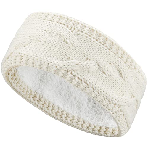 Be Your Own Style BYOS Women's Classic Cable Warm Fleece Lined Crochet Knit Headband Head Wrap Ear Warmer