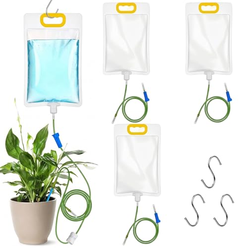 Dosatore Acqua per Piante con Palline Gel e Ampolle - Sistema di Irrigazione a Goccia, 3L Trasparenti