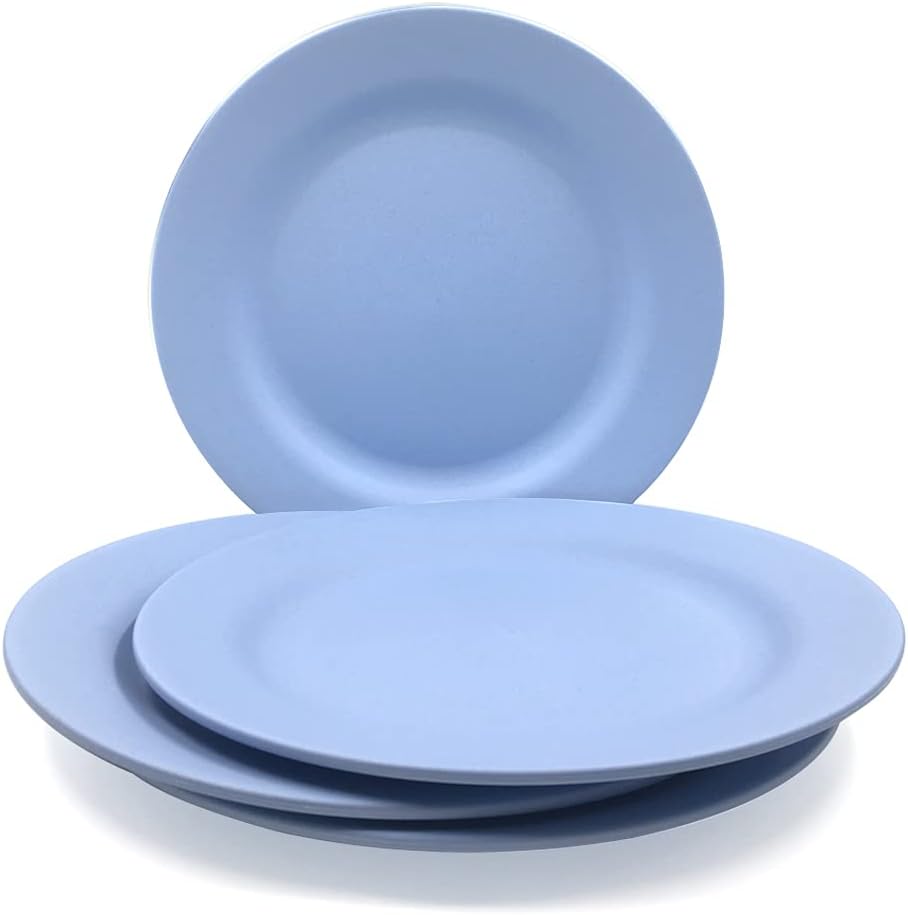 4 Pack 13 Inch Extra large Size Dinner Plate Sets, Delicious Pasta Plates, Unbreakable Dishes, Lightweight Salad Dinnerware, Reusable Dessert Tableware (33cm Blue)
