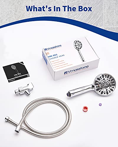 High Pressure Handheld Shower Head Vmasstone 7-Spray Setting Showerhead Kit With 59" Stainless Steel Hose And Adjustable Mount For Showering Enjoyment Even At Low Water Flow (Hm-002 Chrome) #TOP5