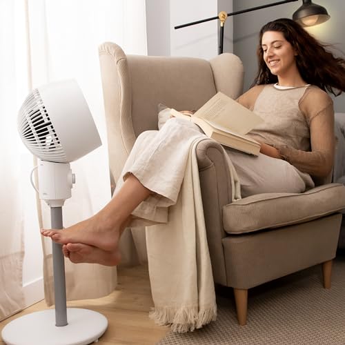 Miniatura 5 de Cecotec Ventilador Circulador De Aire De Pie Energysilence 900 Cyclone. 35w, Diámetro 9 Pulgadas, Oscilación Automática, 3 Velocidades, Inclinación Ajustable, Fácil Control