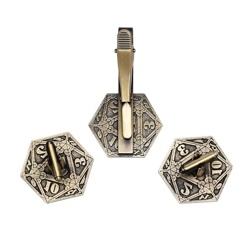 Set de Mancuernillas y Clip de Corbata D&D D20 miniatura 3