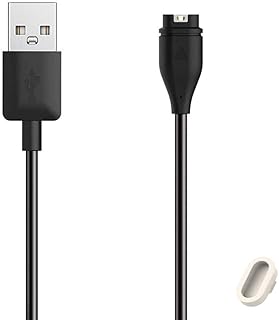 EXMRAT Compatible with Garmin Instinct Charger, Charging Cable Cord + White Silicone Charger Port Protector Anti Dust Plug for Instinct 2 / Instinct 2S / Instinct Tactical Edition Smart Watch