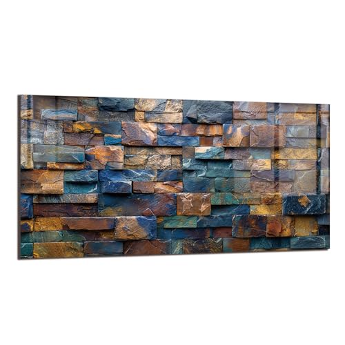 DAIFURONGE Tempered Glass Backsplash for Kitchen,Brick Design,30"x14"